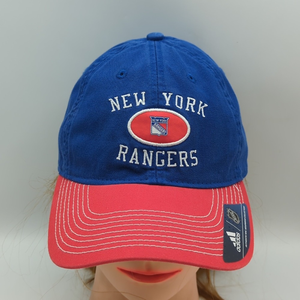 Adidas NEW YORK RANGERS NHL Strapback Adjustable Hat Cap Red Blue OSFA NWT